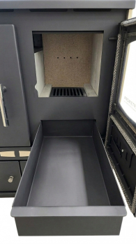 Preview: EEK A+ Küchenofen Holzherd ECO LUX INOX, Edelstahlbackfach, bordeaux, linke Version - 7,1 kW